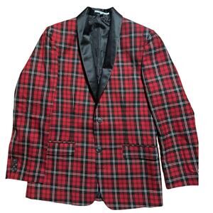 Vintage Classic Club Red Black Plaid NWT Tuxedo Preppy Christmas Jacket